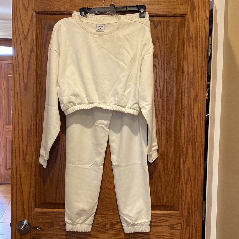Gymshark x Whitney Simmons Unbleached Joggers and Pullover Crop Top - Medium